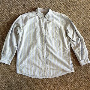 L.L. Bean Jermyn Striped Button Down Shirt | Sky Blue & Pastel Green | Size: L